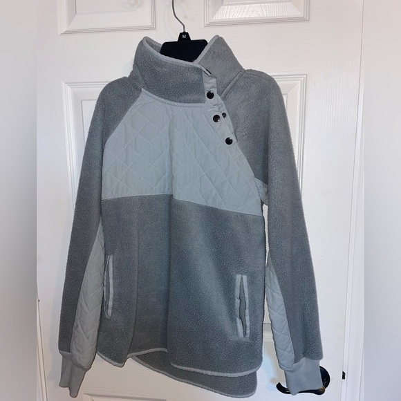 Abercrombie & Fitch Sweaters - Grey Abercrombie and Fitch Polo Sweatshirt